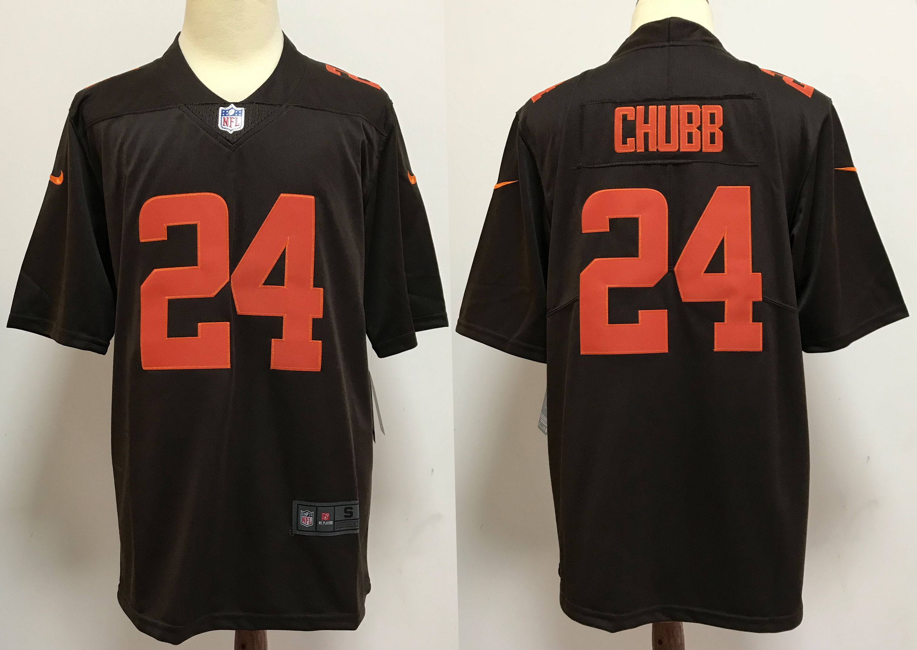 Men Cleveland Browns 24 Chubb brown orange Nike Vapor Untouchable Stitched Limited NFL Jerseys
